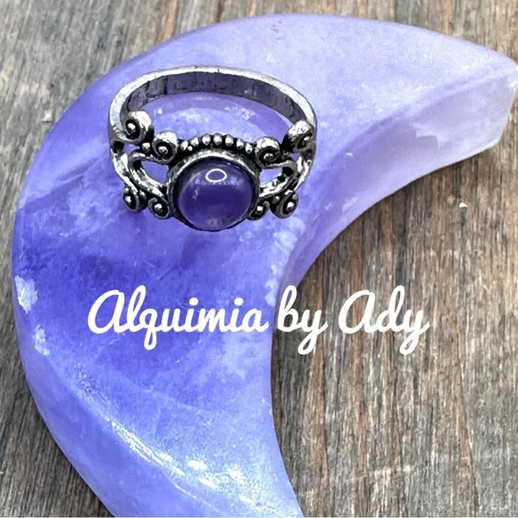 Celtic Amethyst Victorian silver statement gem ring /crown chakra - Picture 1 of 6